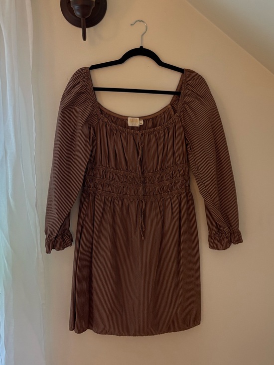 NATION Los ngeles Dresses & Skirts - Super cute smocked, peach & grey mini dress!